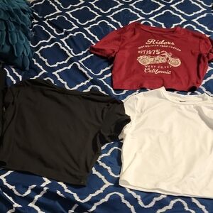 SHEIN Red, Black, and White Crop Tops